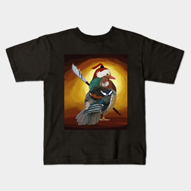 Warrior Duck Kids T-Shirt by artsandherbs